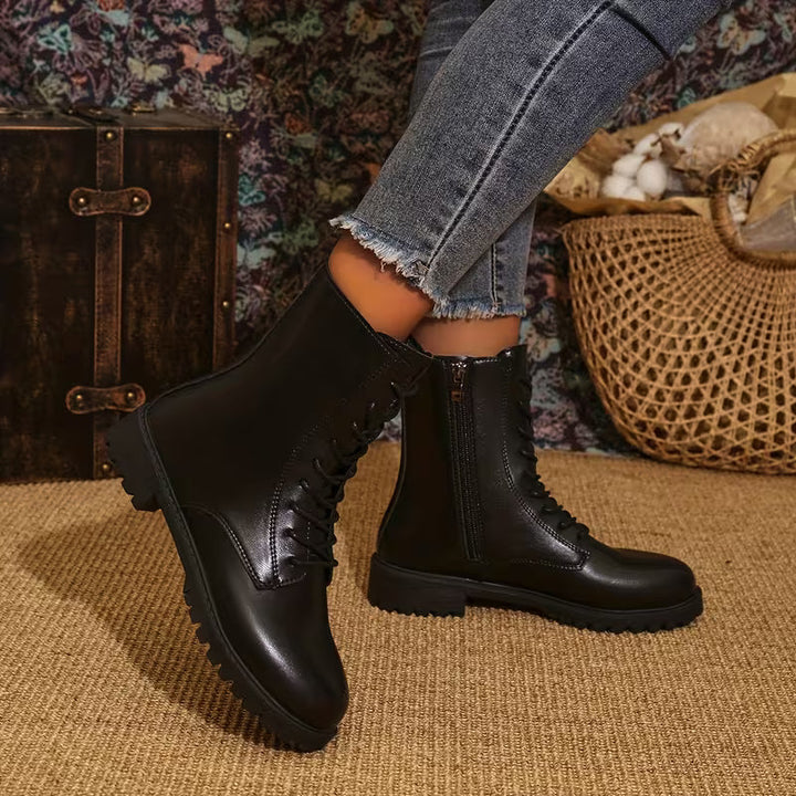 Kelly | Lace-Up Lug Sole Combat Ankle Boots