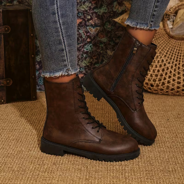 Kelly | Lace-Up Lug Sole Combat Ankle Boots