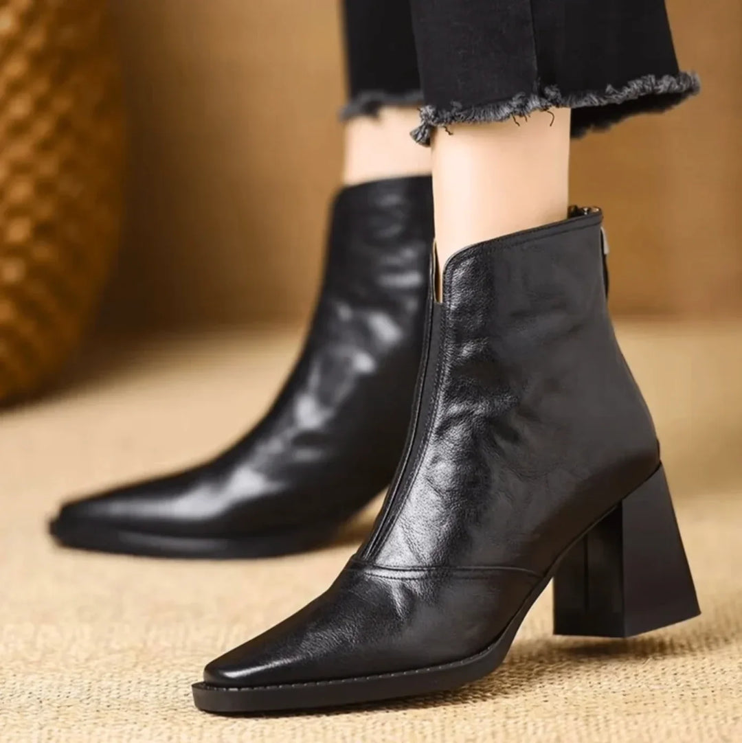 Kelly | Stylish Square Toe Block Heel Ankle Boots