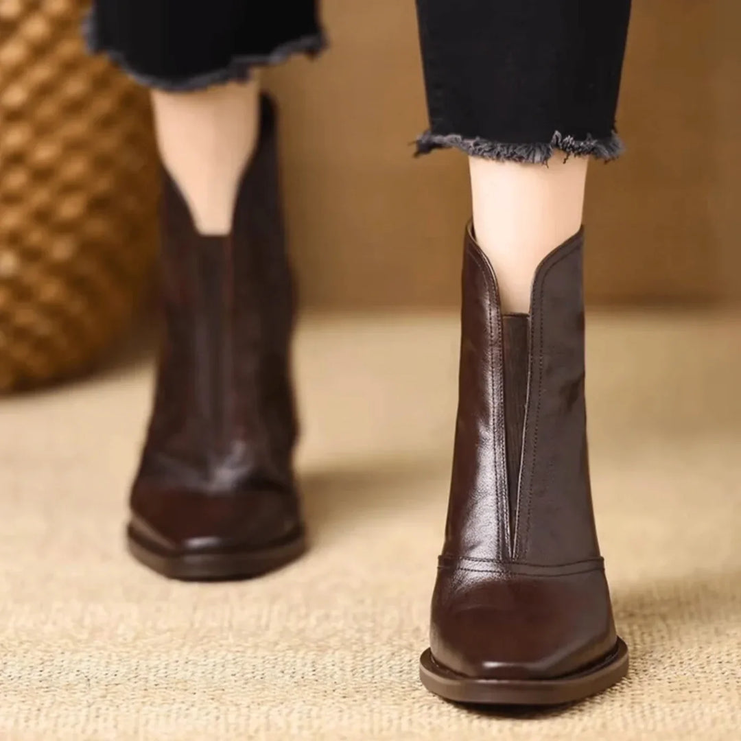 Kelly | Stylish Square Toe Block Heel Ankle Boots