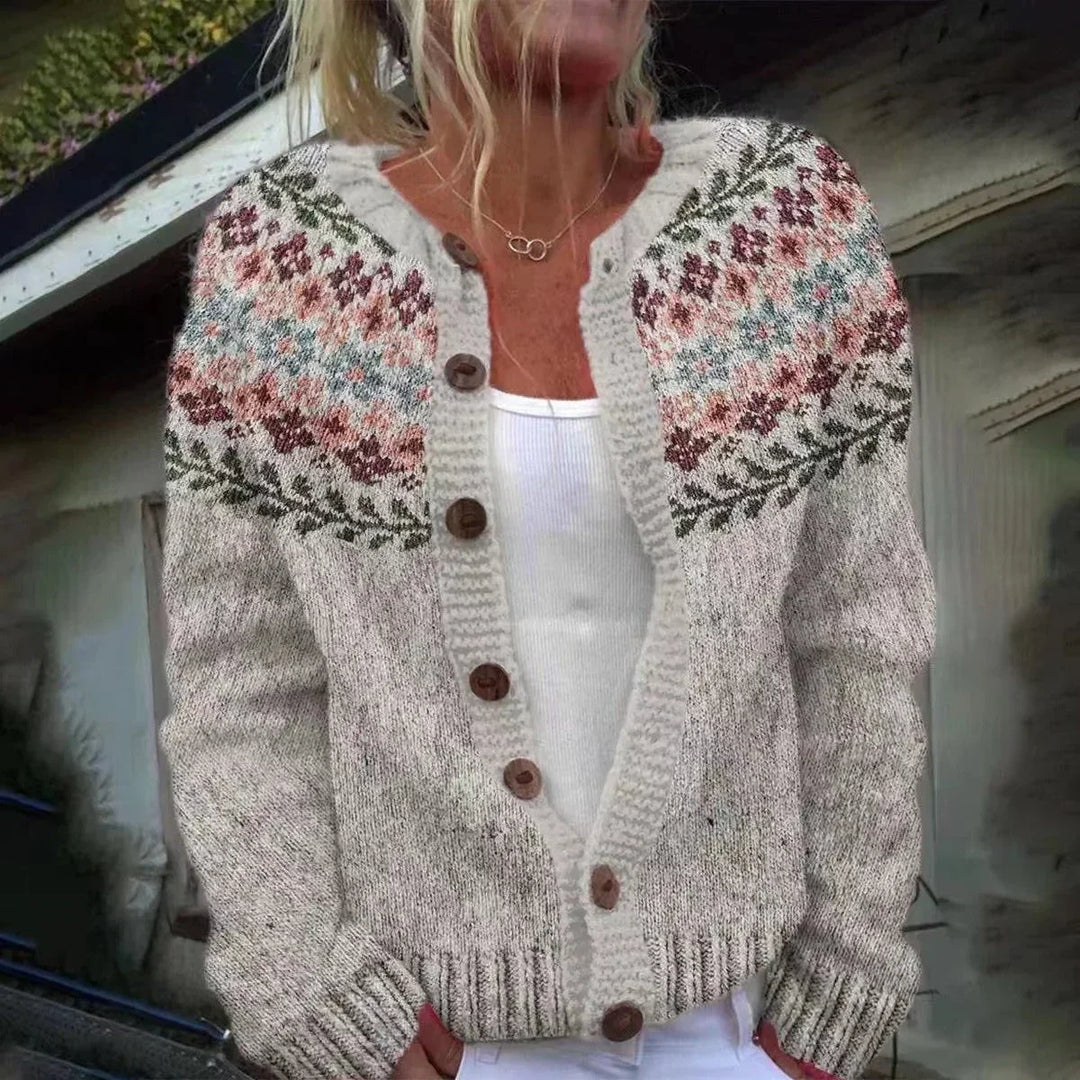 Kimberly | Chic Vintage Fair Isle Button Front Cardigan