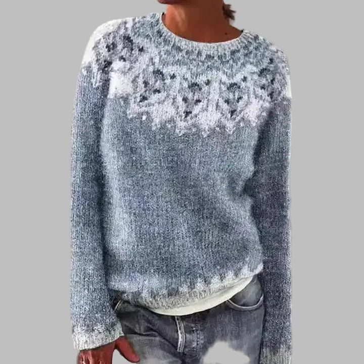 Kimberly | Fair Isle Crewneck Long Sleeve Knit Sweater