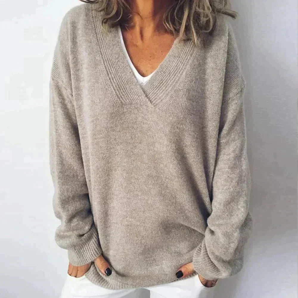 Kimberly | Polished V-Neck Relaxed Fit Knit Sweater