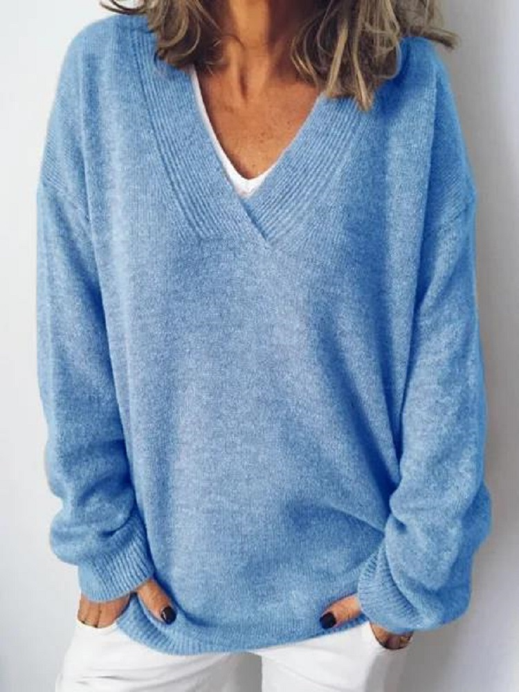 Kimberly | Polished V-Neck Relaxed Fit Knit Sweater