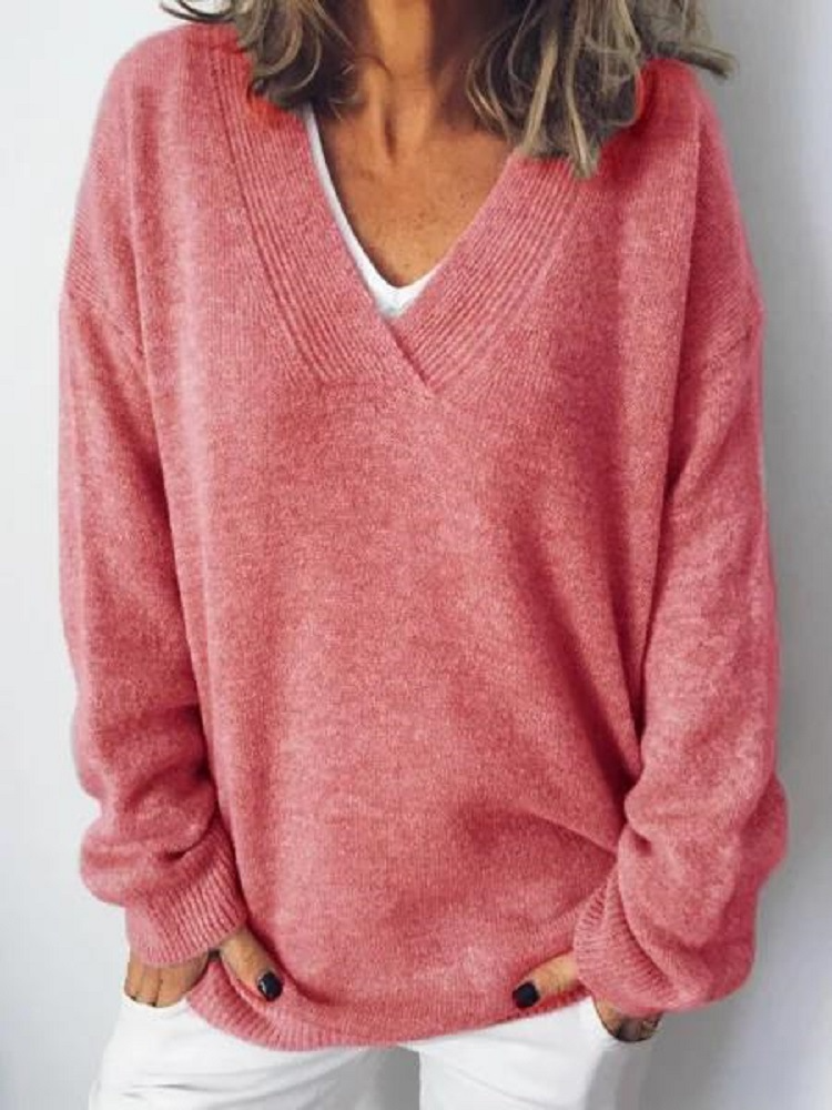 Kimberly | Polished V-Neck Relaxed Fit Knit Sweater