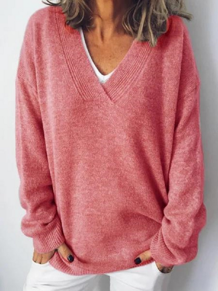 Kimberly | Polished V-Neck Relaxed Fit Knit Sweater
