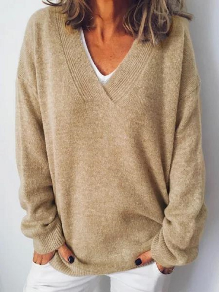Kimberly | Polished V-Neck Relaxed Fit Knit Sweater