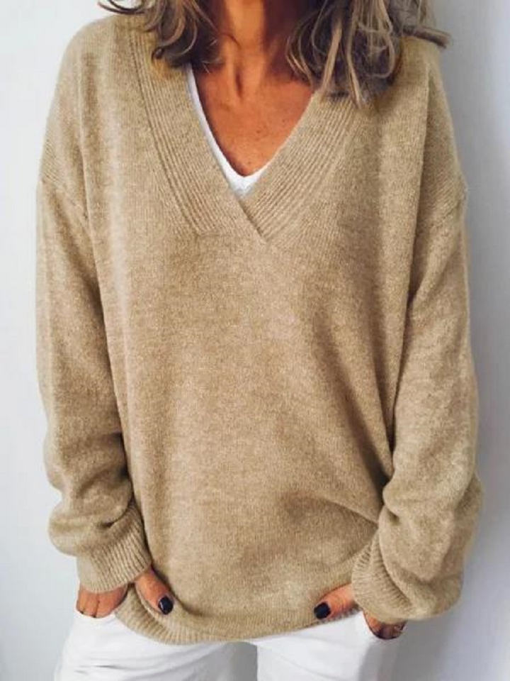 Kimberly | Polished V-Neck Relaxed Fit Knit Sweater