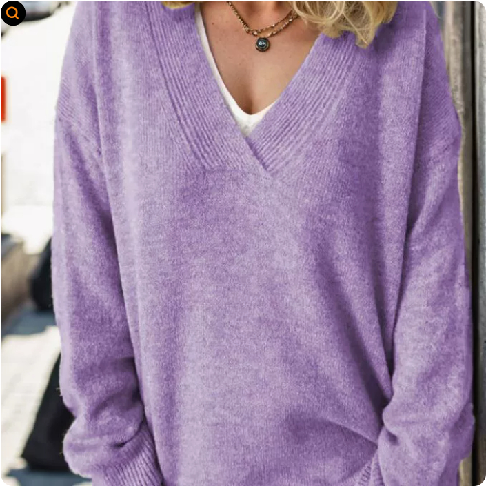 Kimberly | Polished V-Neck Relaxed Fit Knit Sweater