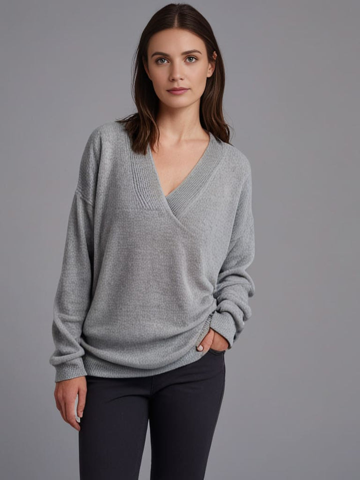 Kimberly | Polished V-Neck Relaxed Fit Knit Sweater