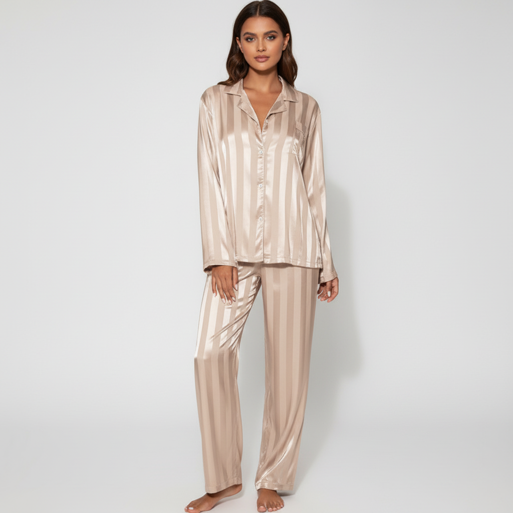 Laura | Chik Stribet Pyjamasæt Nattøj Dame