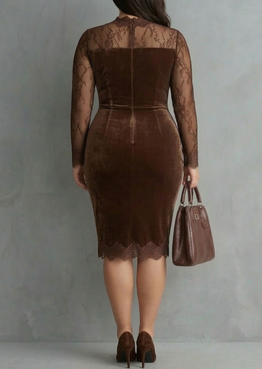 Laura | Effortless Lace Sleeve Keyhole Christmas Dress