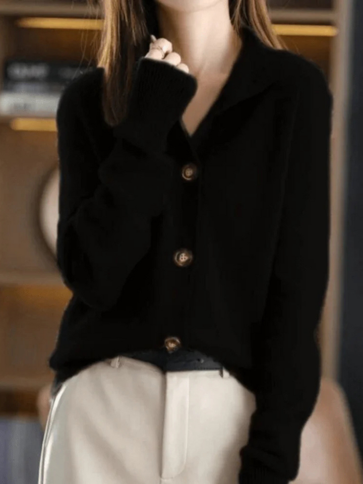 Laura | Elegant Mock Neck Button Front Cardigan