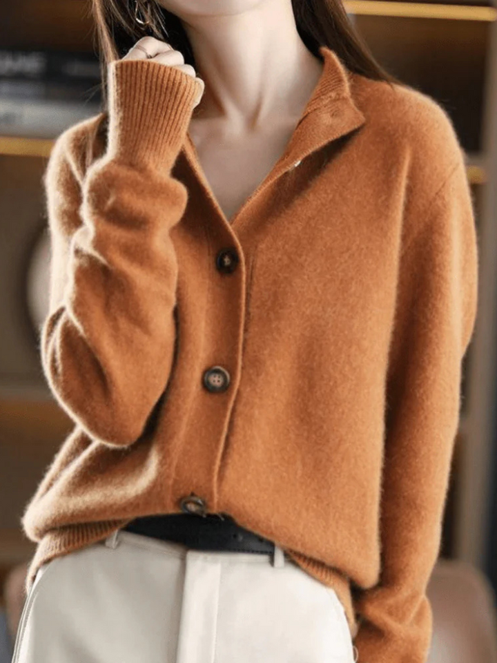 Laura | Elegant Mock Neck Button Front Cardigan