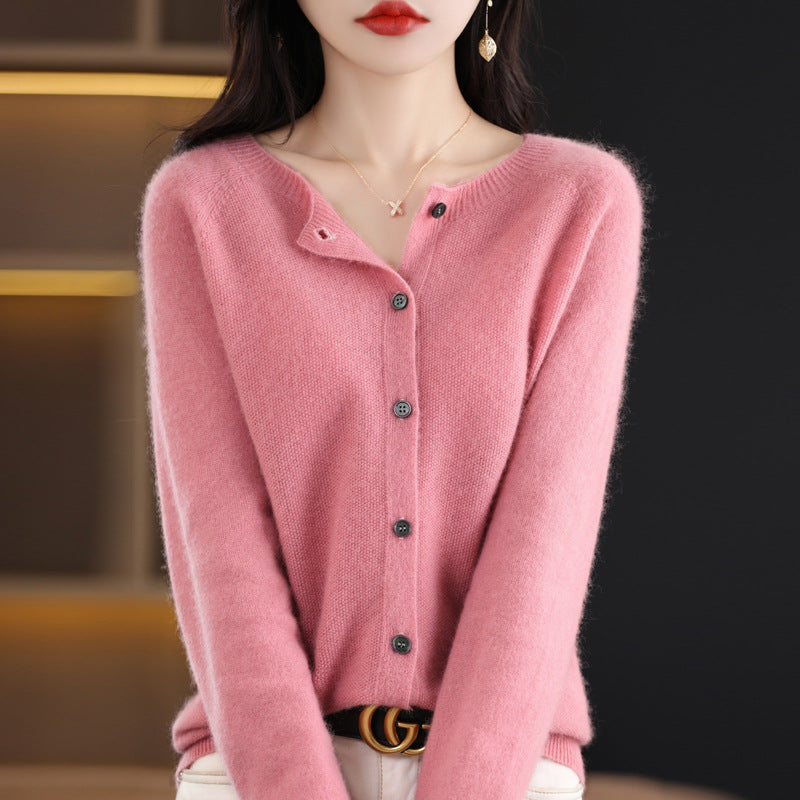 Laura | Raffineret Cardigan Dame med Rund Hals og Knapper