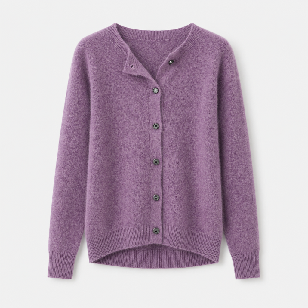 Laura | Raffineret Cardigan Dame med Rund Hals og Knapper