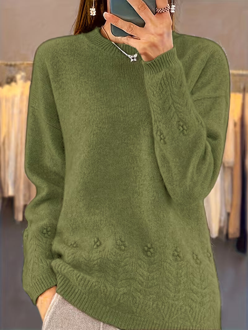 Lauren | Sophisticated Floral Crew Neck Knit Sweater