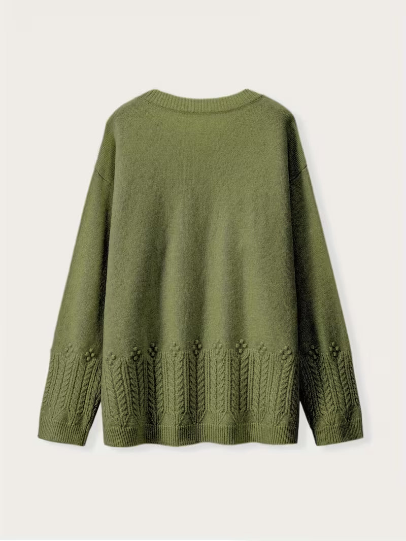 Lauren | Sophisticated Floral Crew Neck Knit Sweater