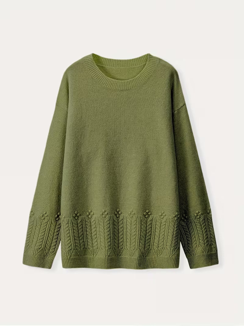 Lauren | Sophisticated Floral Crew Neck Knit Sweater