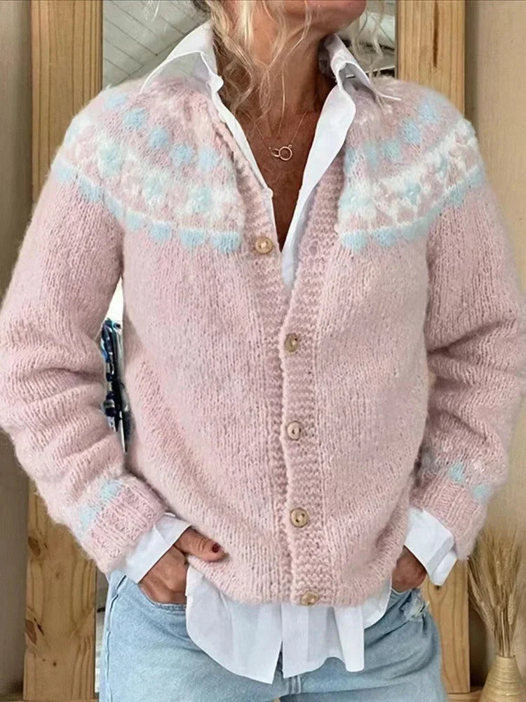 Lauren | Timeless Fair Isle Button-Front Knit Cardigan