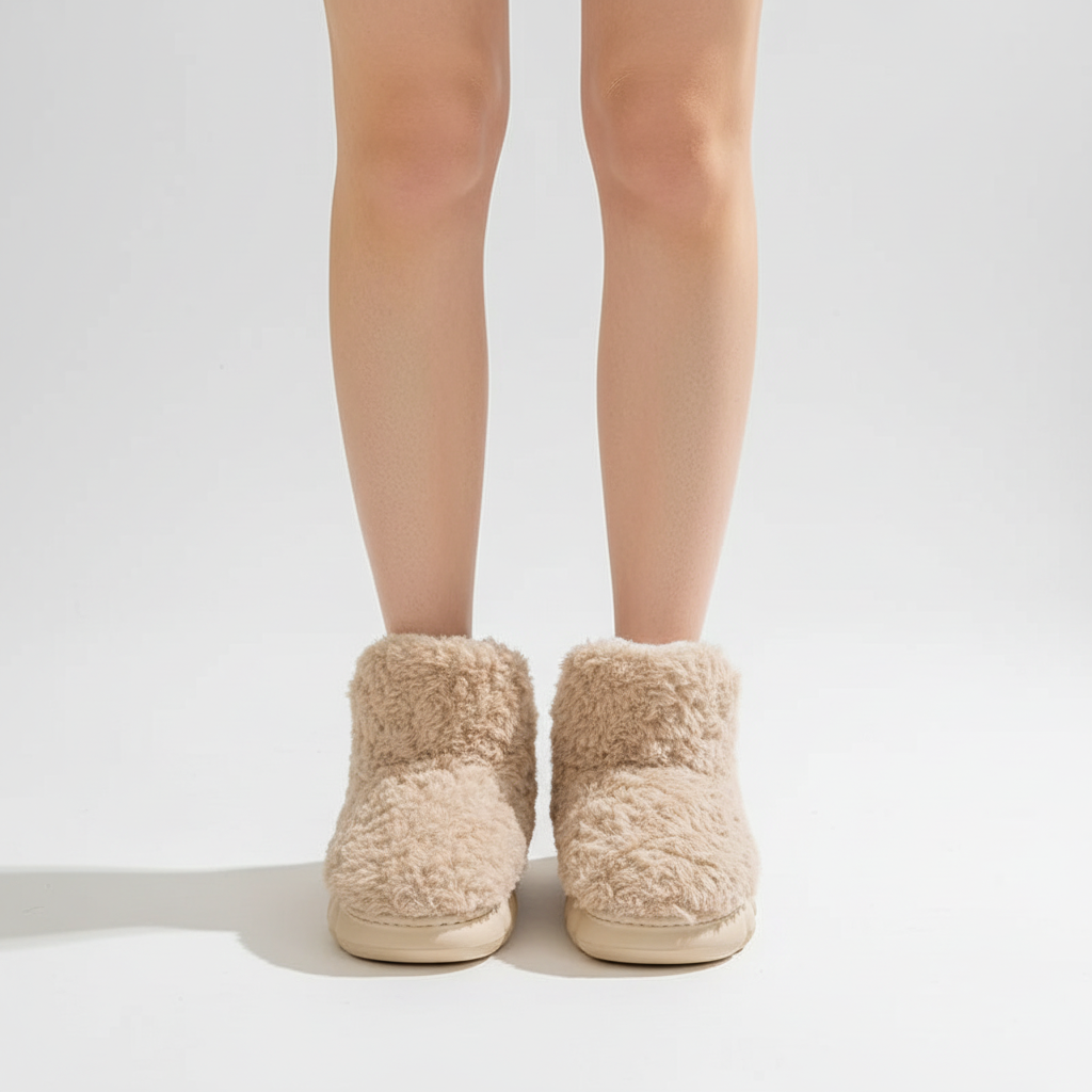 Leonora | Ubesværet Fluffy Hjemmesko-Boots med Skridsikker Sål
