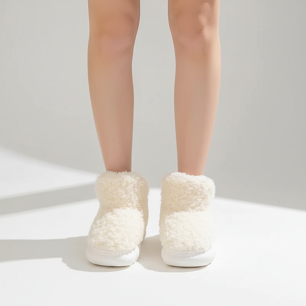 Leonora | Ubesværet Fluffy Hjemmesko-Boots med Skridsikker Sål