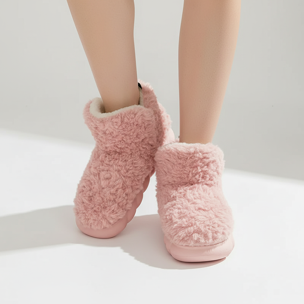 Leonora | Ubesværet Fluffy Hjemmesko-Boots med Skridsikker Sål