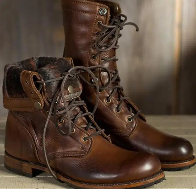 Lily | Elegant Snørestøvler Dame med Patineret Finish