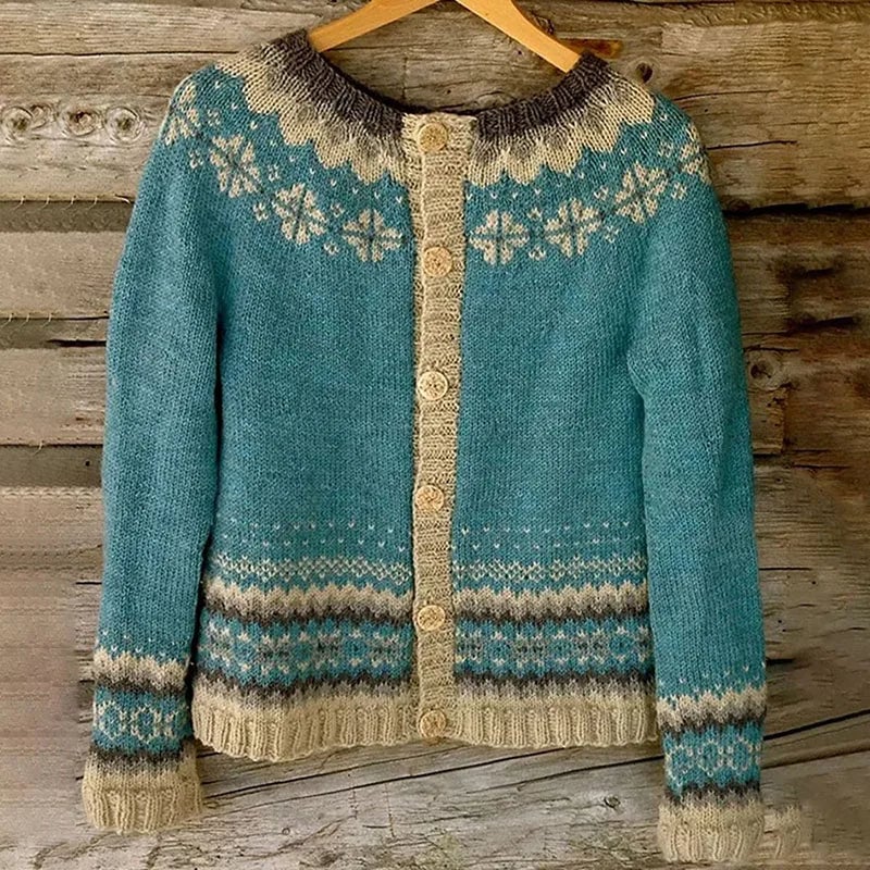 Linda | Vintage Fair Isle Button Front Cardigan