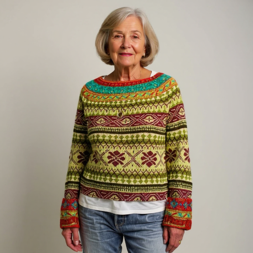 Lisa | Classic Fair Isle Boat Neck Knit Sweater