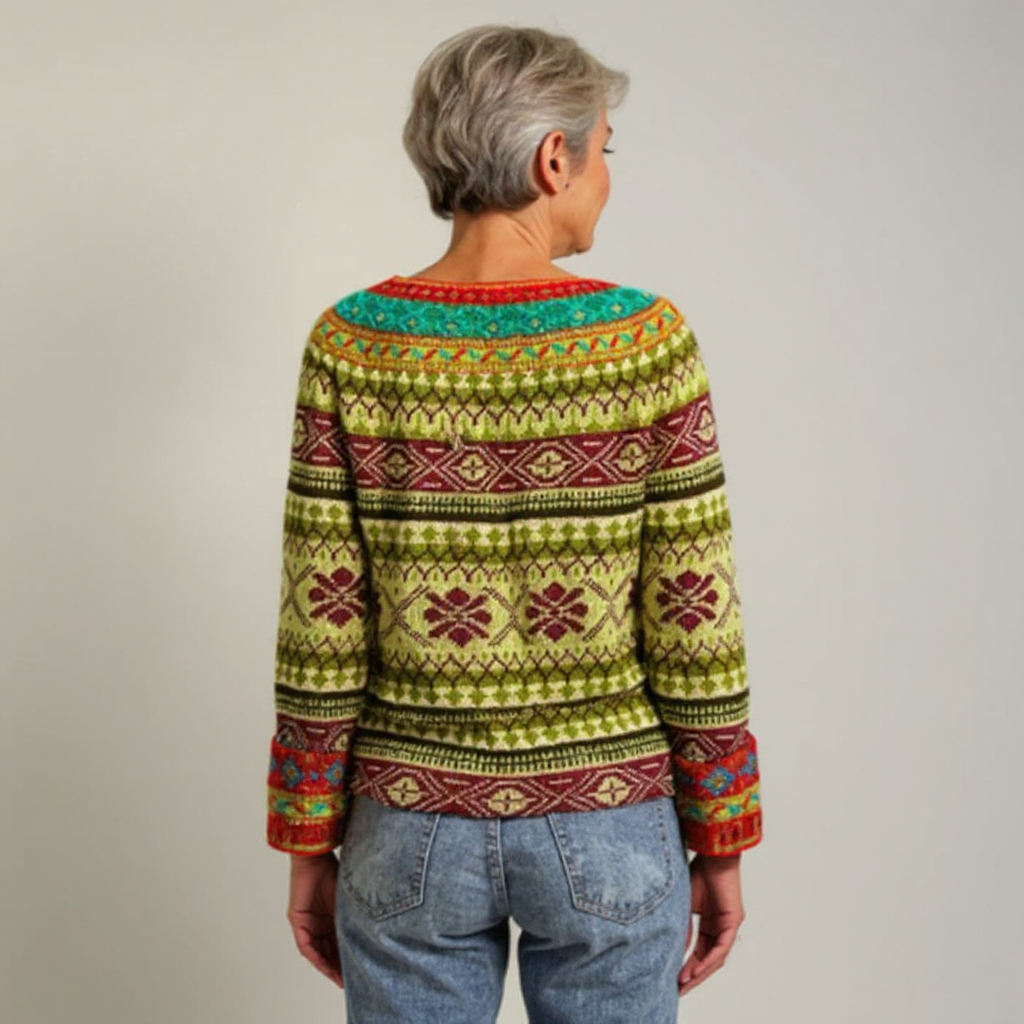 Lisa | Classic Fair Isle Boat Neck Knit Sweater