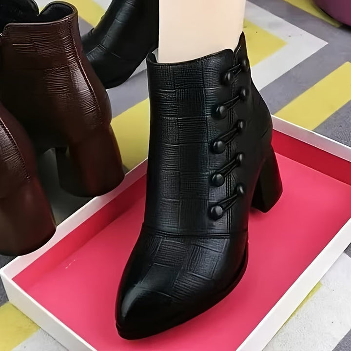 Lisa | Classic Pointed Toe Block Heel Ankle Boots