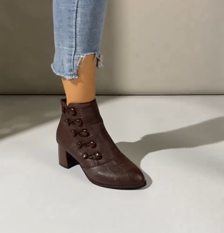 Lisa | Classic Pointed Toe Block Heel Ankle Boots