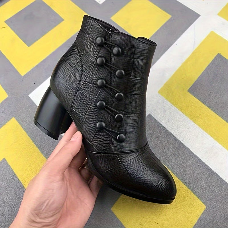 Lisa | Classic Pointed Toe Block Heel Ankle Boots