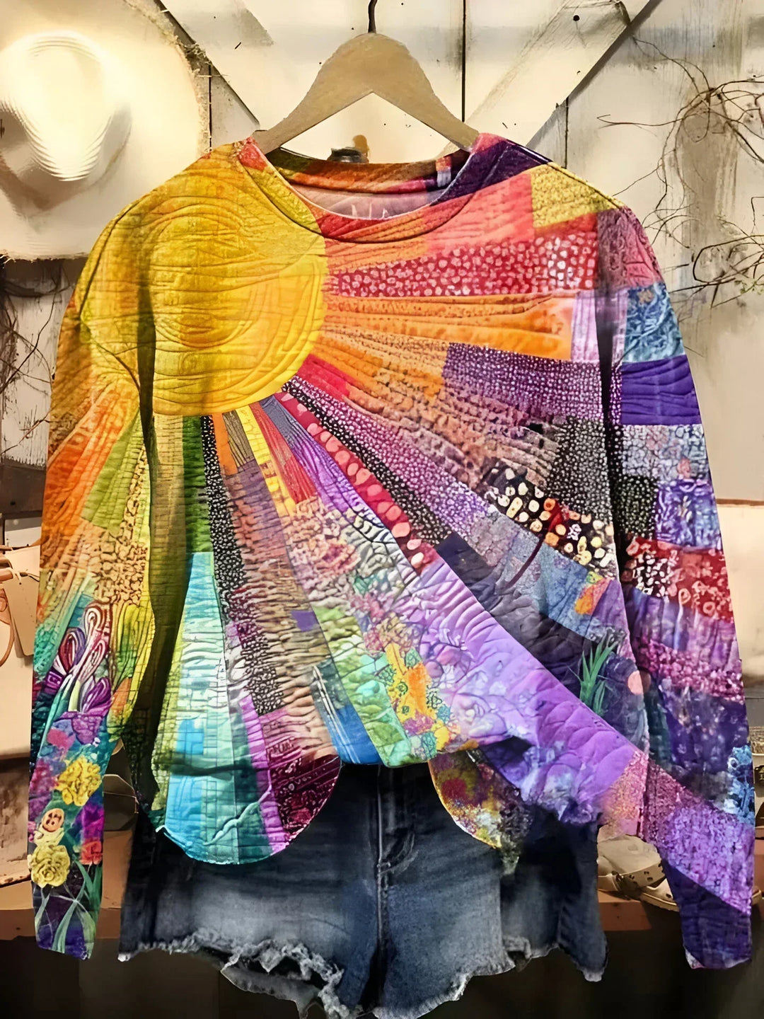 Lisa | Relaxed Patchwork Crew Neck Knit Sweater