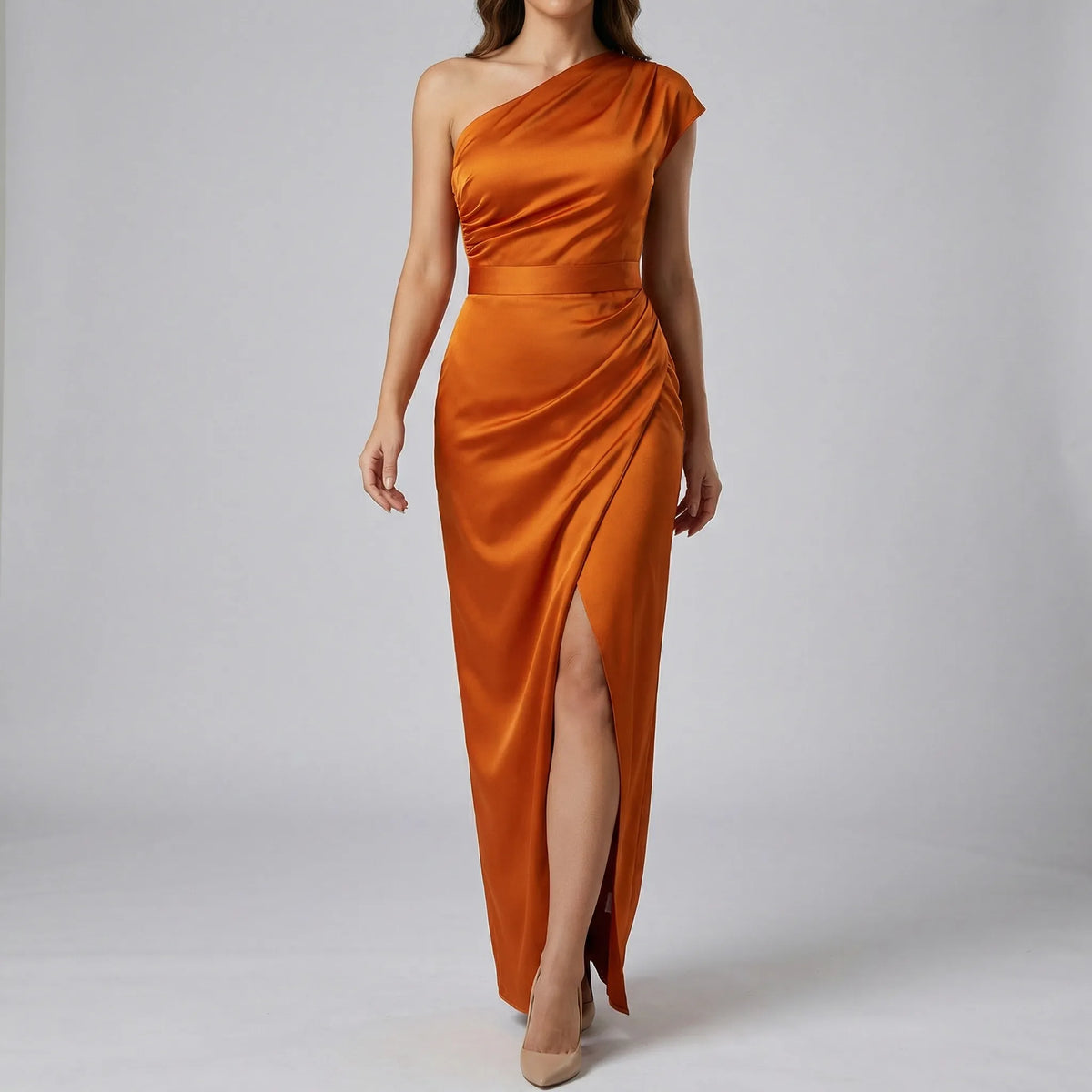 Liva | Afslappet Elegant One-Shoulder Kjole til Julefrokost med Slids