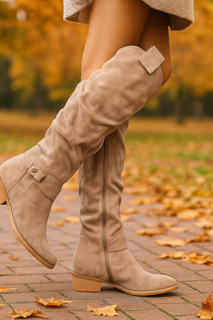 Lori | Cozy Slouchy Knee High Boots with Buckle Detail