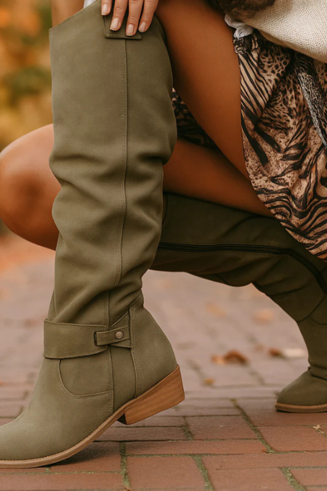 Lori | Cozy Slouchy Knee High Boots with Buckle Detail