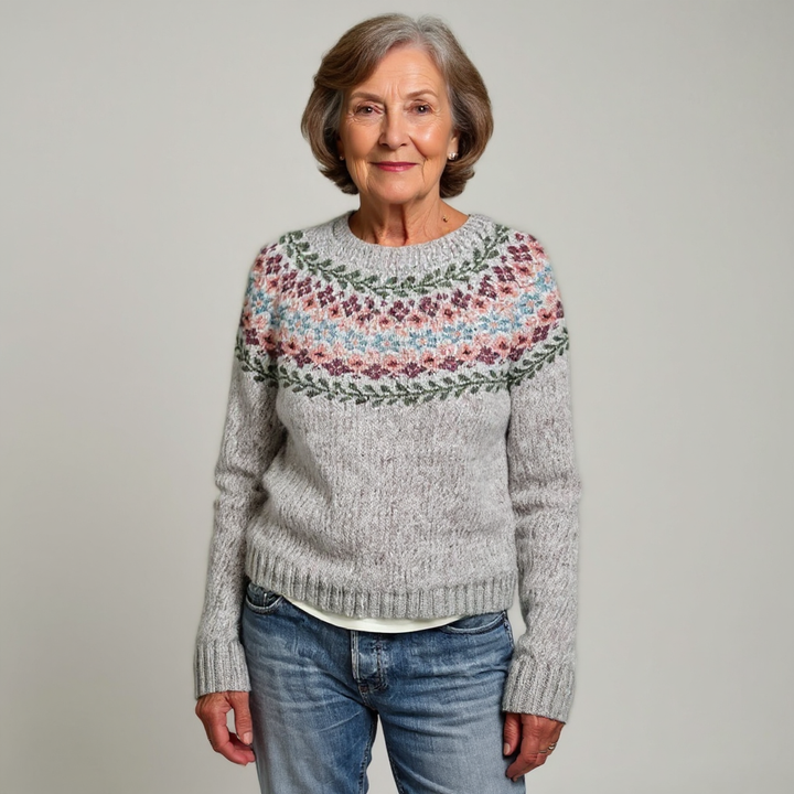 Lori | Vintage Fair Isle Crewneck Knit Sweater