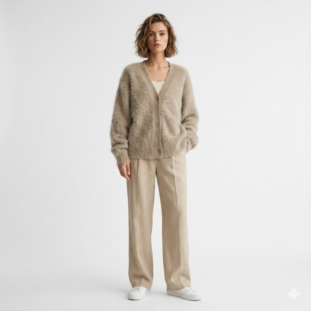 Luna | Klassisk Oversized Cardigan Dame med V-udskæring