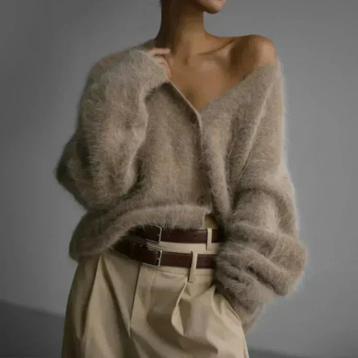 Luna | Klassisk Oversized Cardigan Dame med V-udskæring