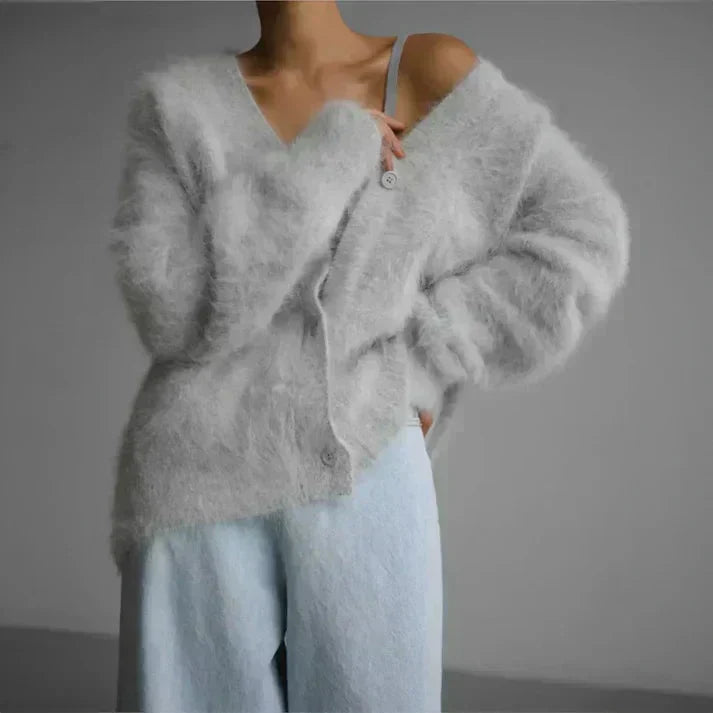 Luna | Klassisk Oversized Cardigan Dame med V-udskæring