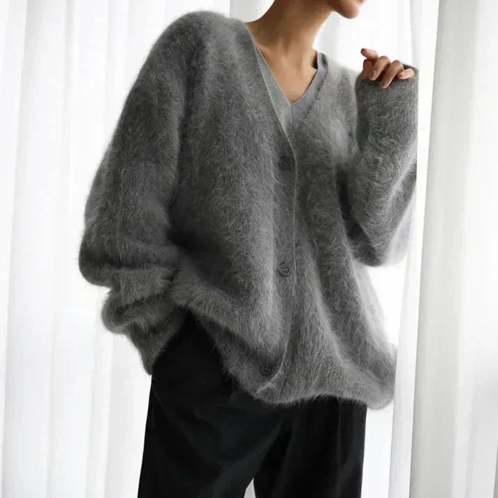 Luna | Klassisk Oversized Cardigan Dame med V-udskæring