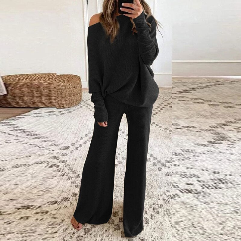 Luna | Raffineret Nattøj Dame Loungewear Sæt med Flared Bukser