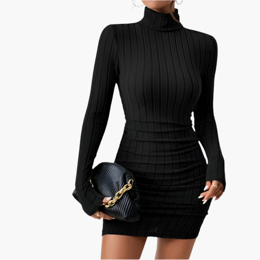 Luna | Ubesværet Ribstrikket Bodycon Kjole til Julefrokost