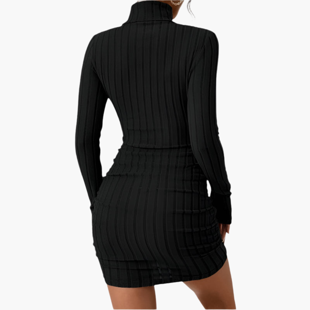 Luna | Ubesværet Ribstrikket Bodycon Kjole til Julefrokost