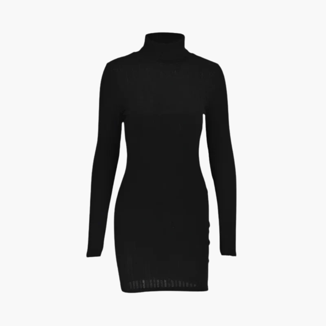 Luna | Ubesværet Ribstrikket Bodycon Kjole til Julefrokost