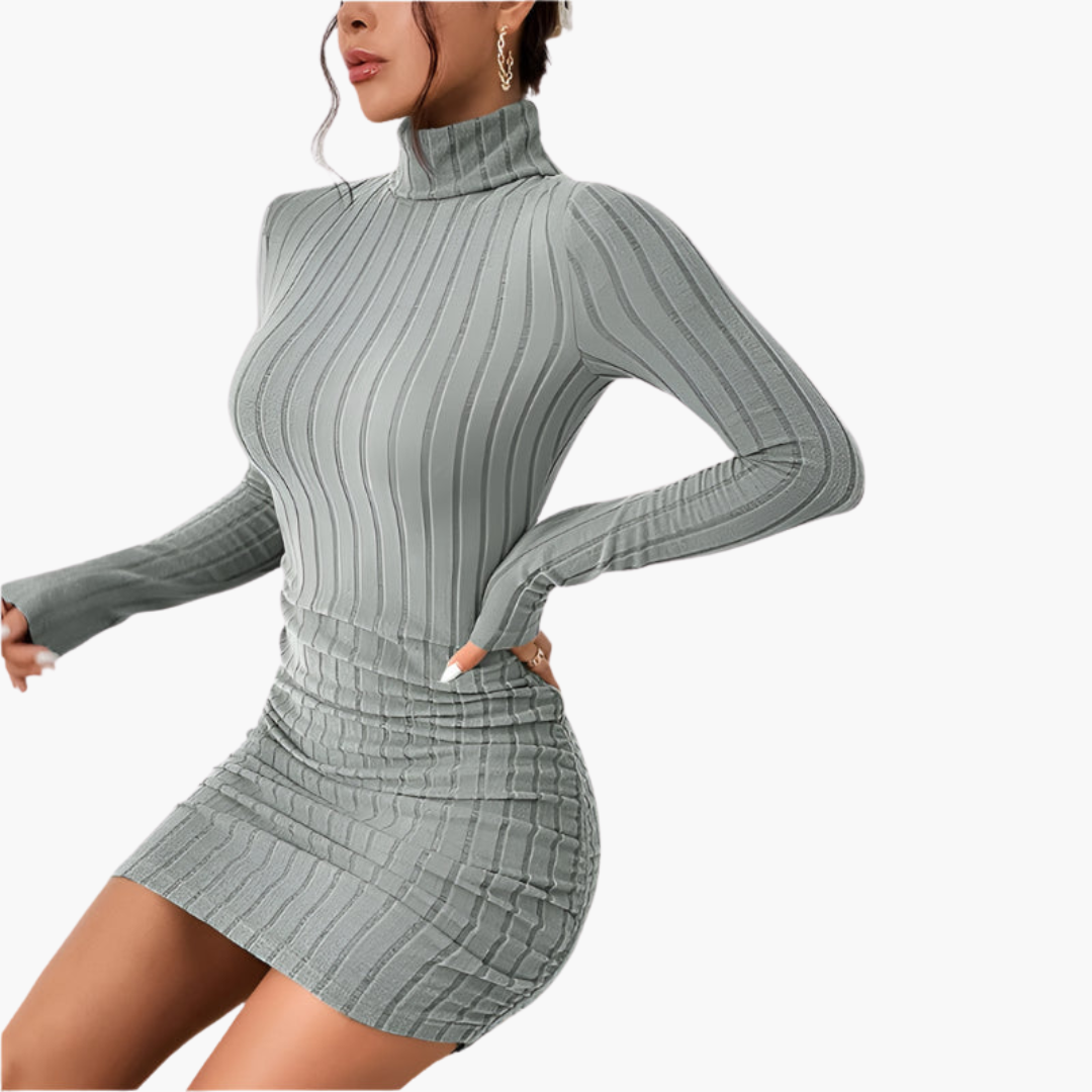 Luna | Ubesværet Ribstrikket Bodycon Kjole til Julefrokost