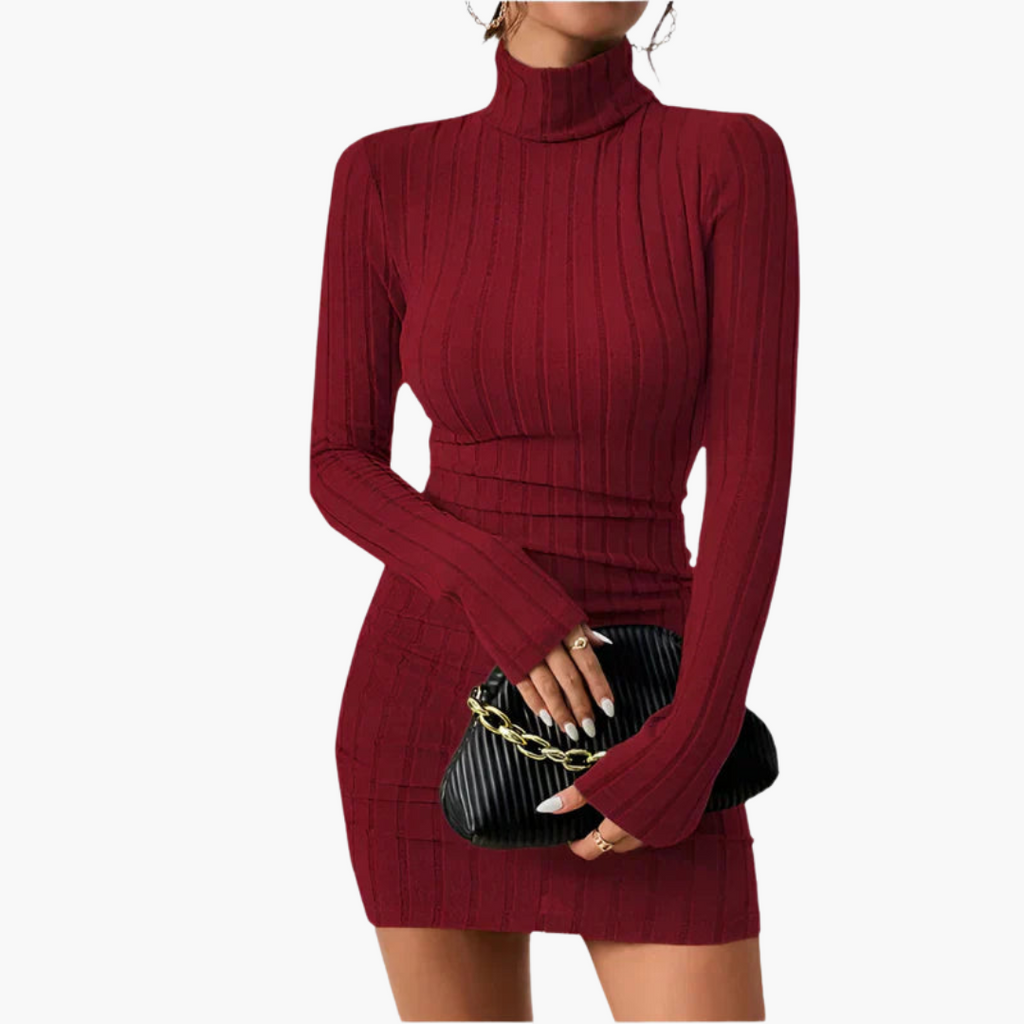 Luna | Ubesværet Ribstrikket Bodycon Kjole til Julefrokost
