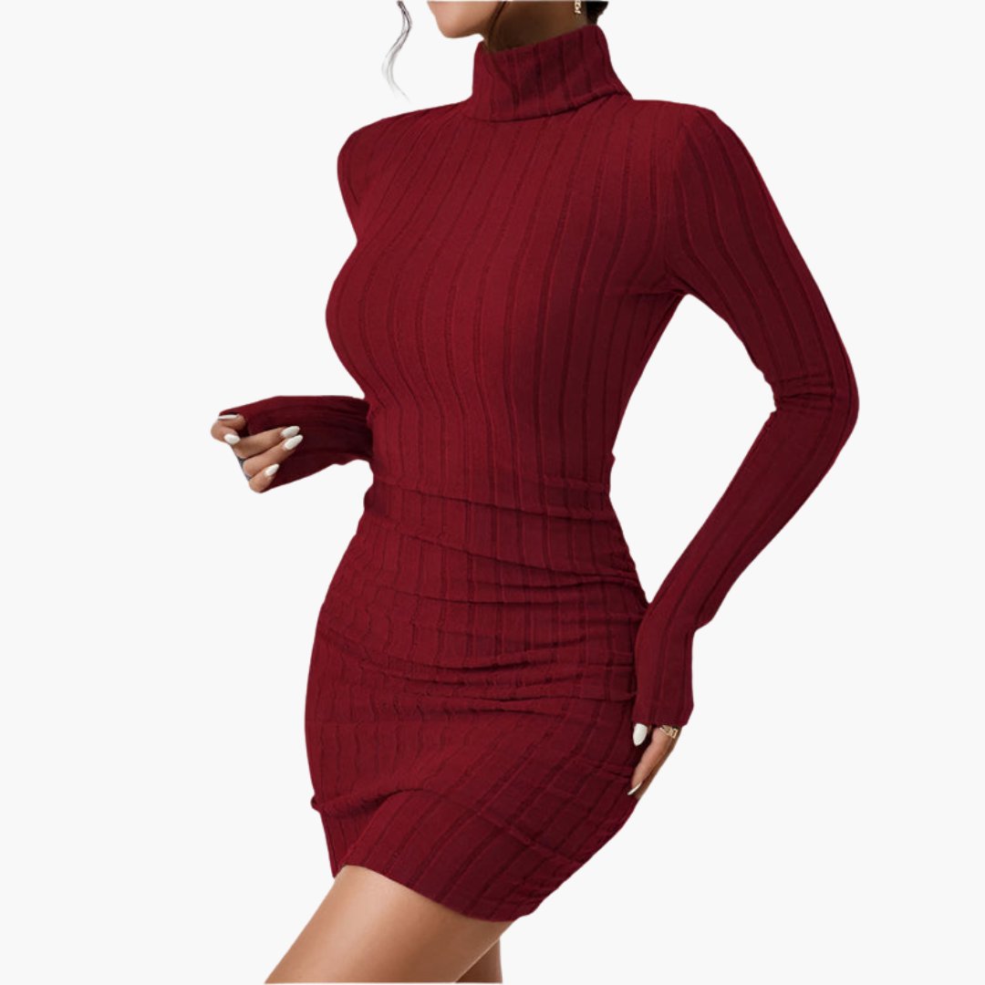 Luna | Ubesværet Ribstrikket Bodycon Kjole til Julefrokost